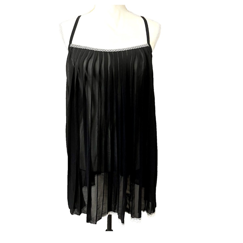 Gilligan & O'Malley BabyDoll Medium Black Mesh Sheer Lingerie Chemise